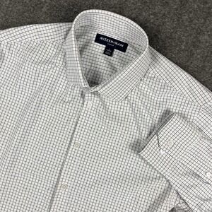 Mizzen Main Shirt Large White Check Leeward Classic No Tuck Button Down *Flaw